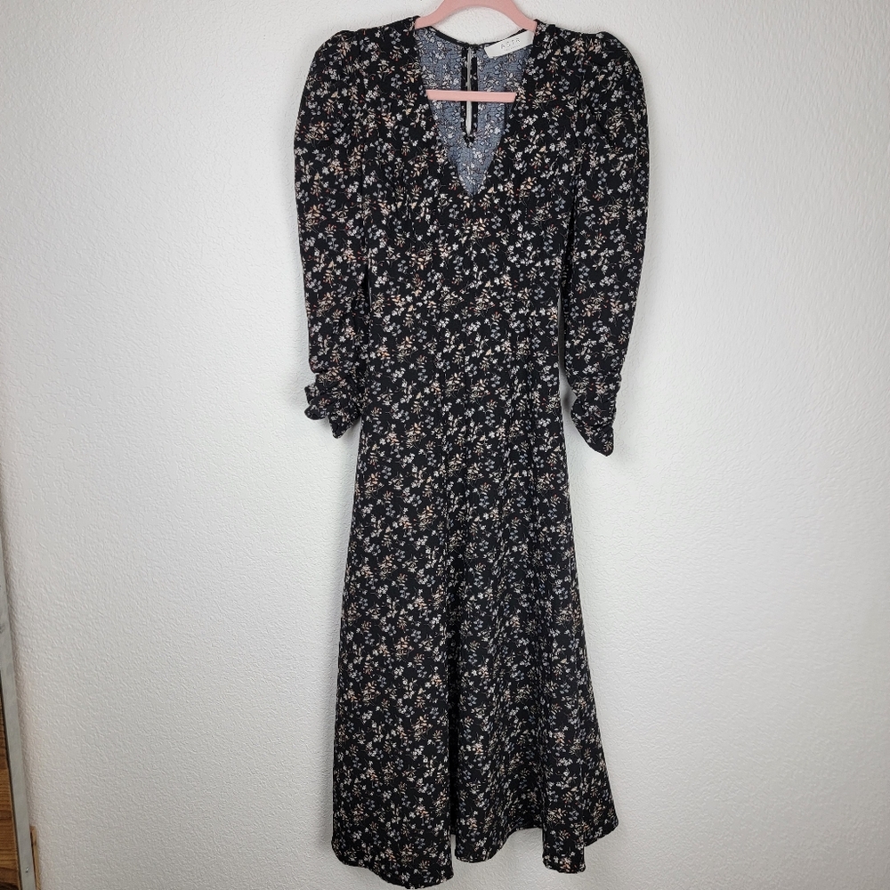 Revolve ASTR The Label Floral Midi Maxi Dress Open Back Black XS - Picture 2 of 8